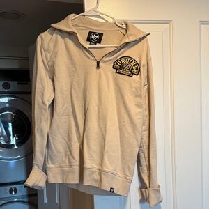 47 Men's Beige Bruins Zip-Up Sweater